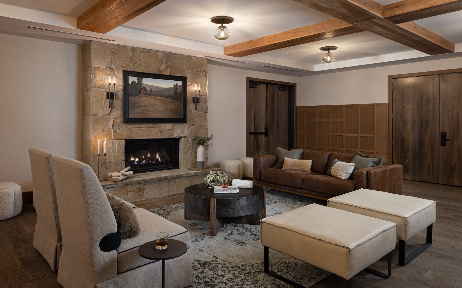comfortable fireside seating in Homestead resort by EDGEiD