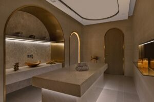 natural stone and marble in the spa at Palace Dubai Creek Harbour Hotel