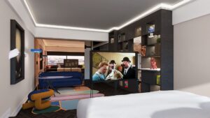 Tintin and cartoon references in hotel guestroom Cardo