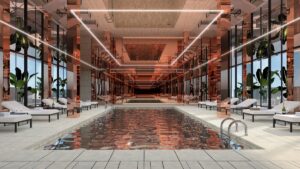 indoor rooftop hotel swimming pool