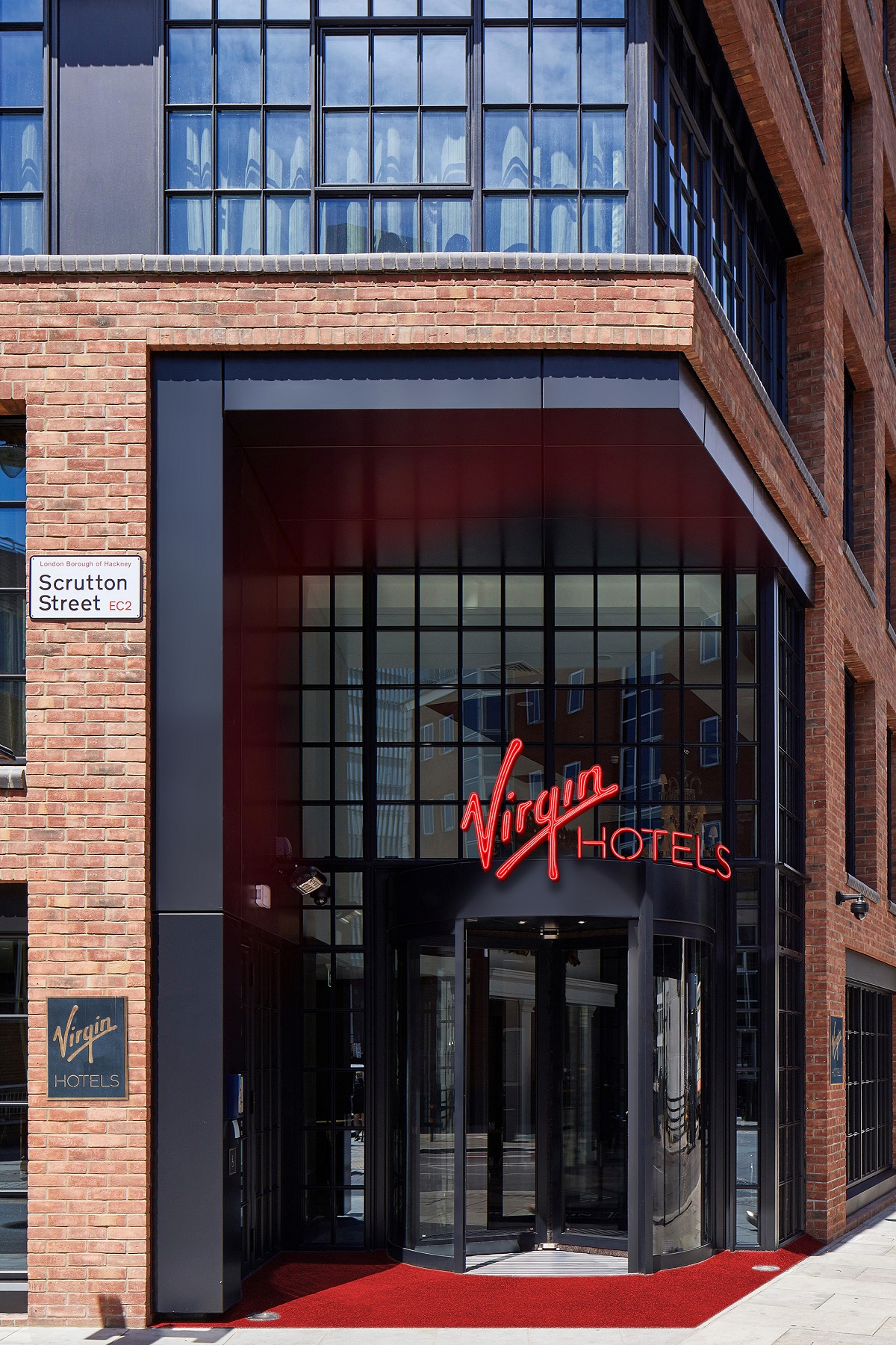exterior façade and entrance to Virgin hotels London Shoreditch