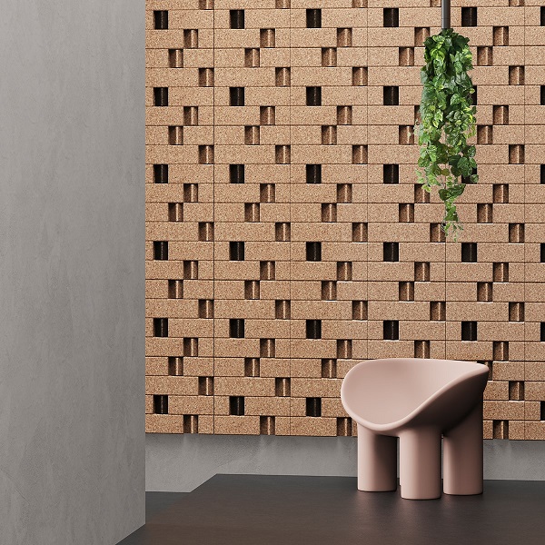 3D cork tile wall