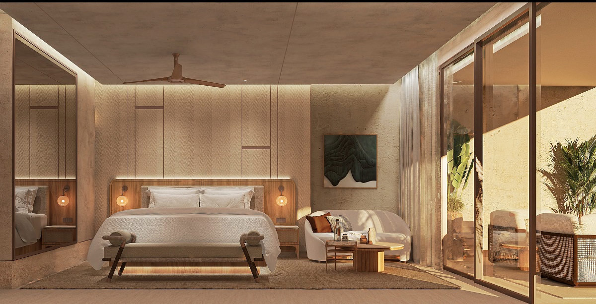 render of bedroom in St Regis Costa Mujeres 