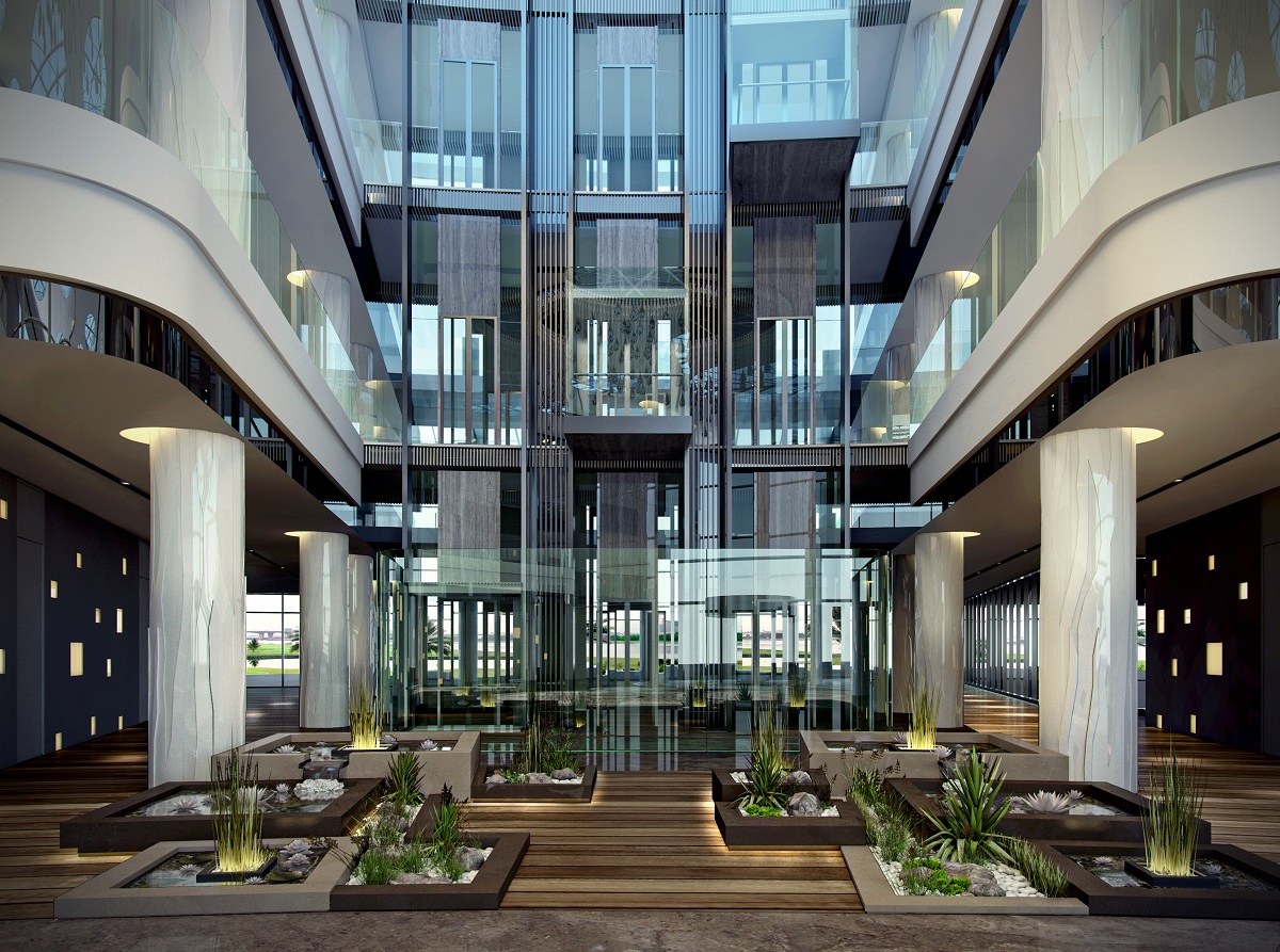 main lobby and entrance at Marriott Marquis Dubai Creek designed by KCA