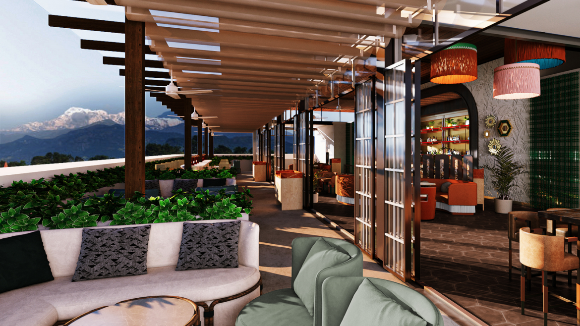 rooftop bar designed by 1508 for IHG hotel Nepal