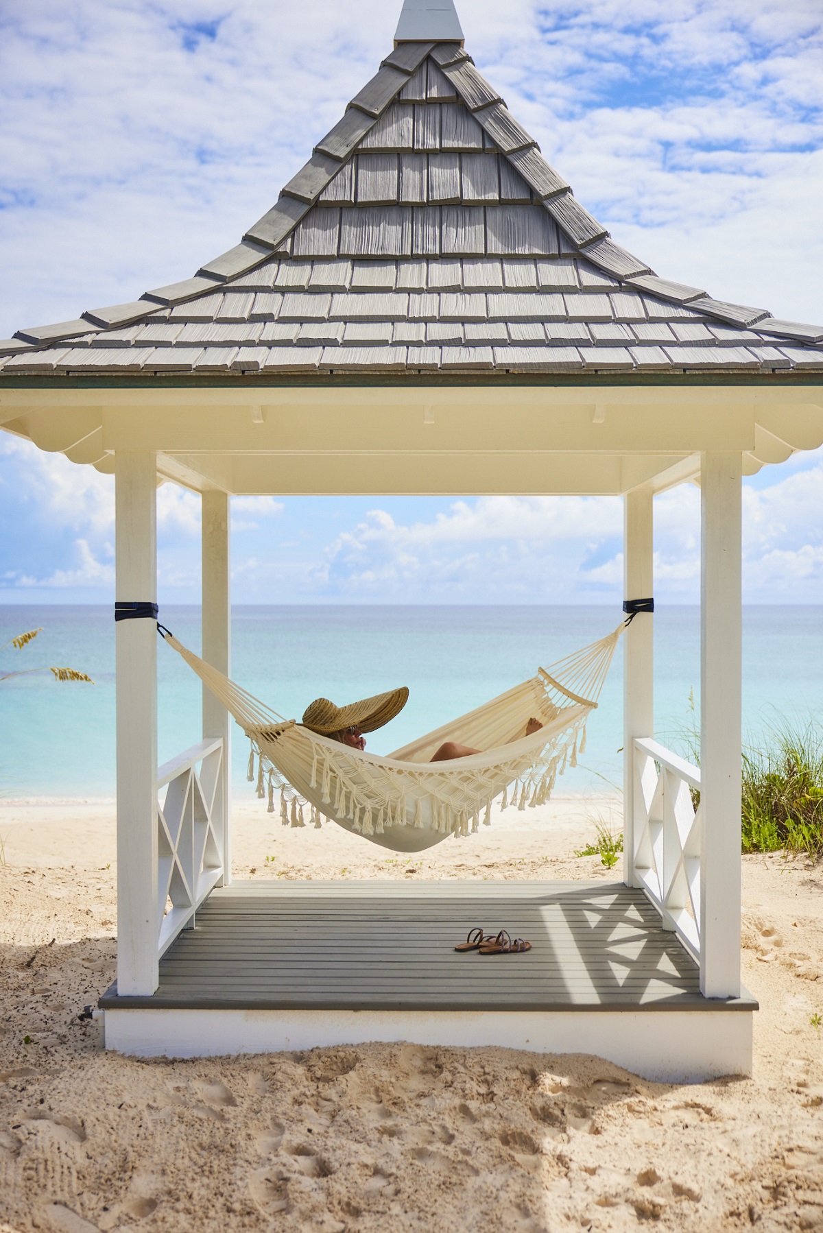 hammock in a beach gazebo at The Potlatch club beach