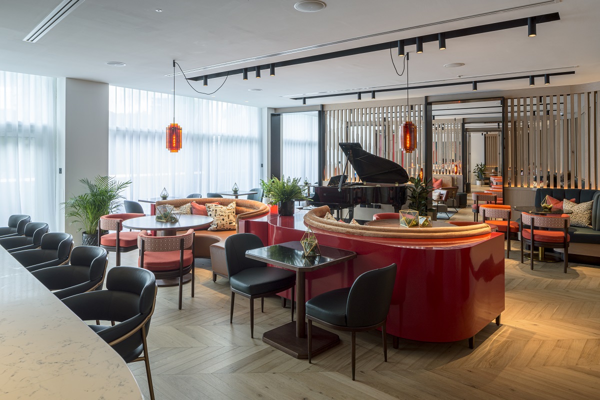 herringbone parquet flooring in the Lowry Hotel