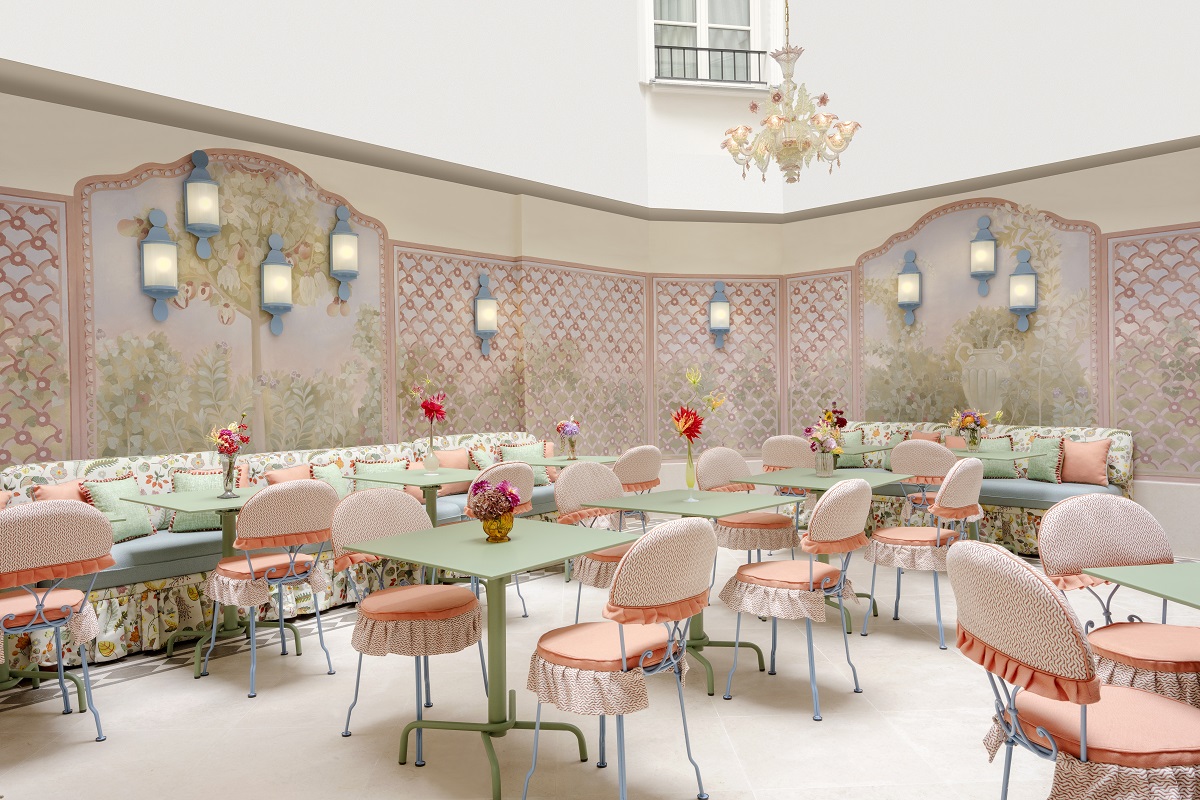 A pastel coloured dining room