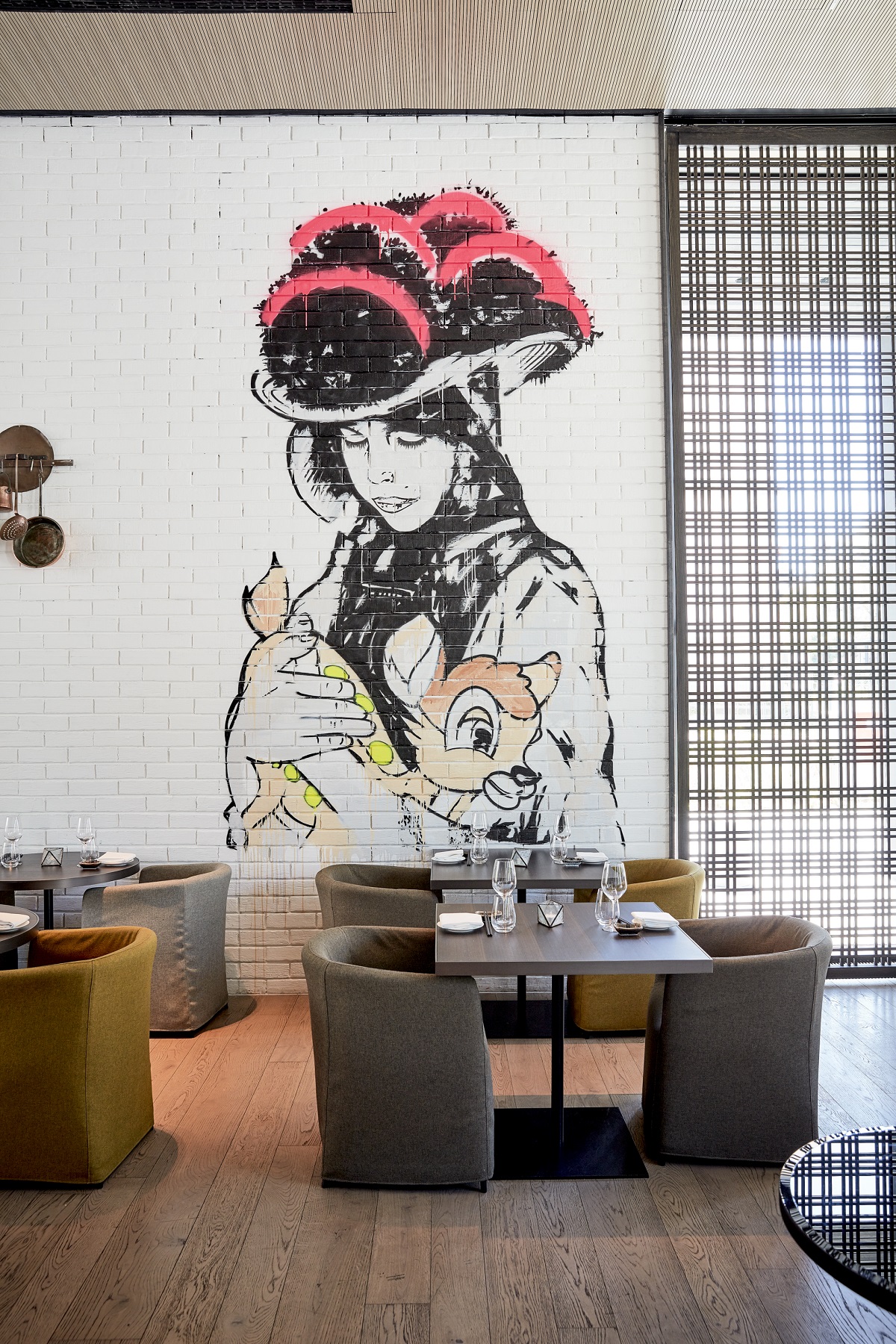 Japanese style graffiti in moriki restaurant in Roomers Baden-Baden