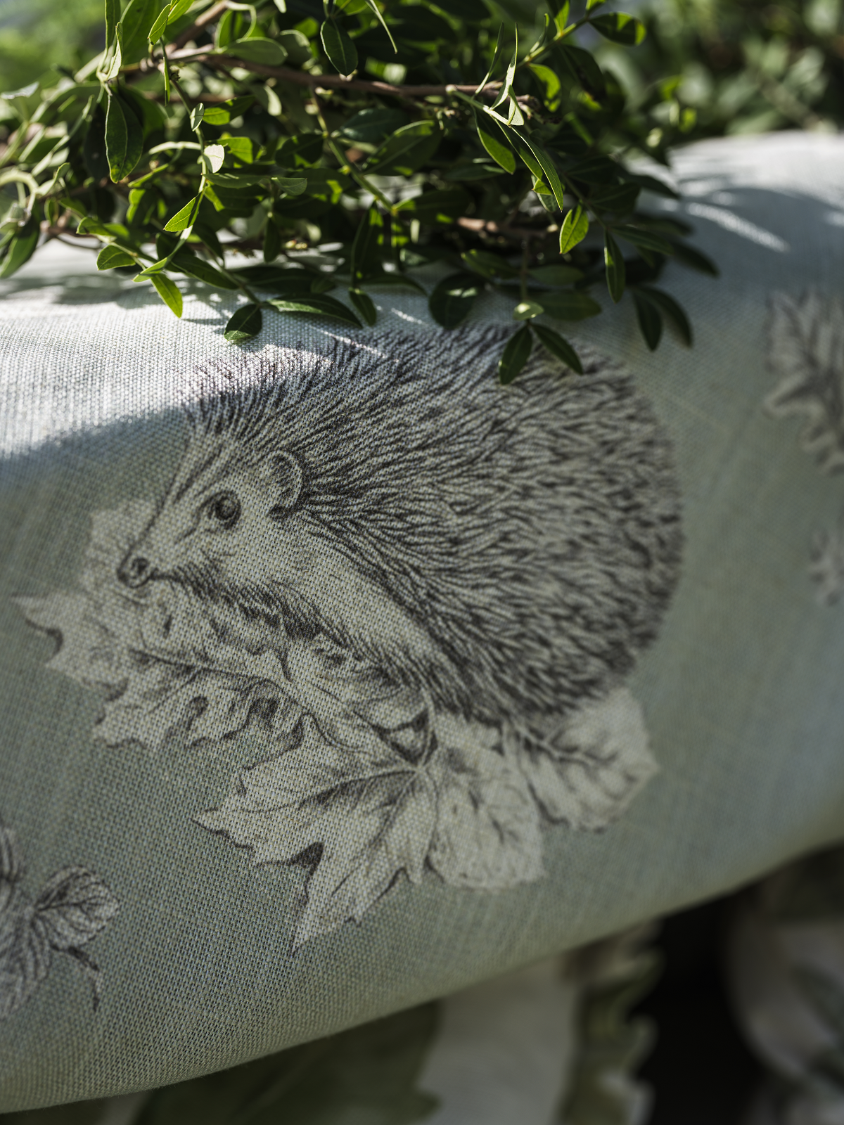 hedgehog sketch on sanderson fabric