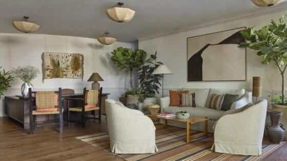 plants and natural textures and colours in reception area of Borneta in Miiro hotel in Barcelona