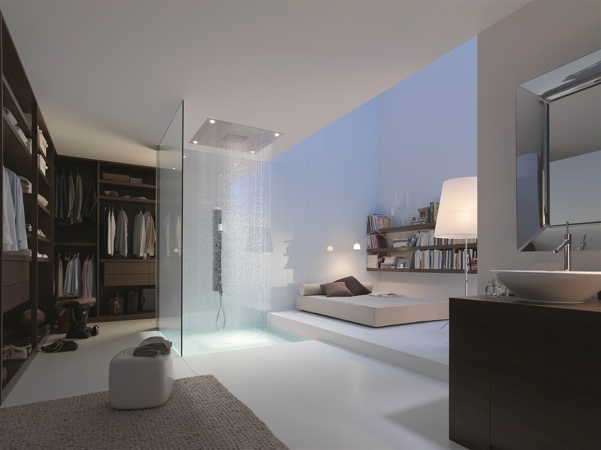 white bathroom design with AXOR Starcke Shower Collection