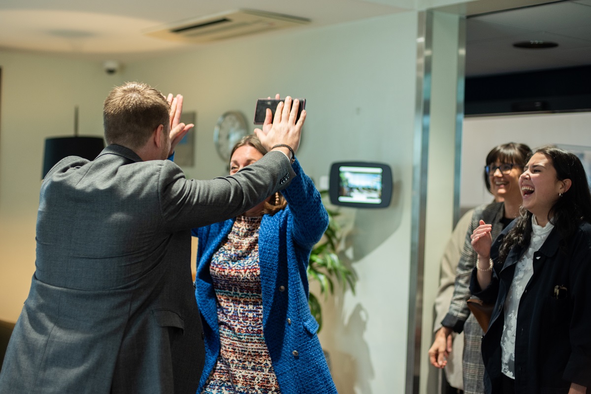 Michael Effenberger and Sophie Borel high-five