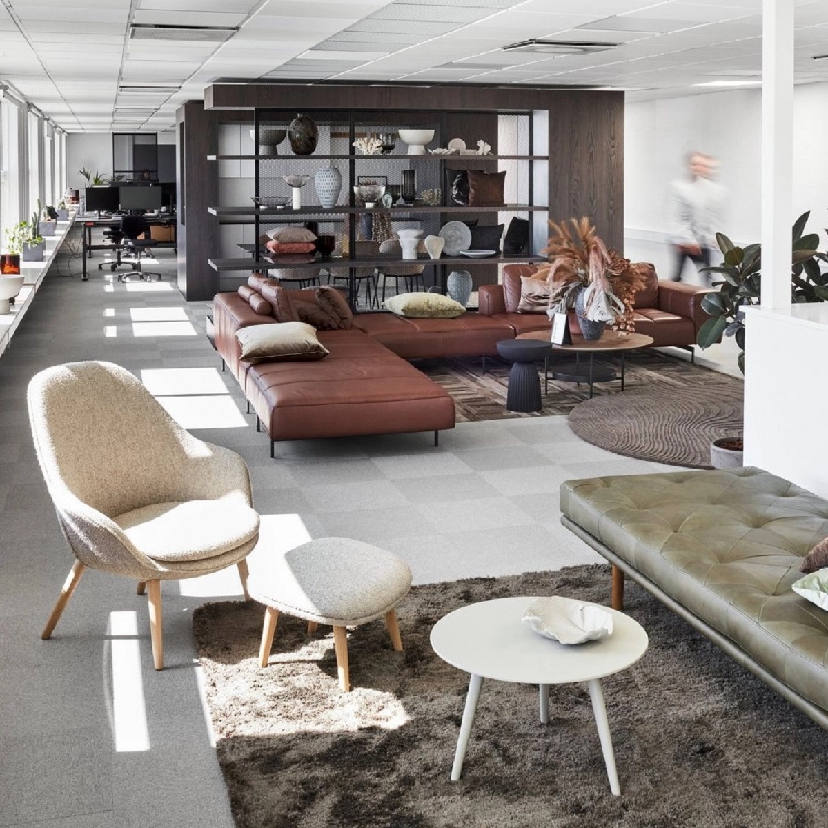 The BoConcept office has a stylishly designed area for employees to work from