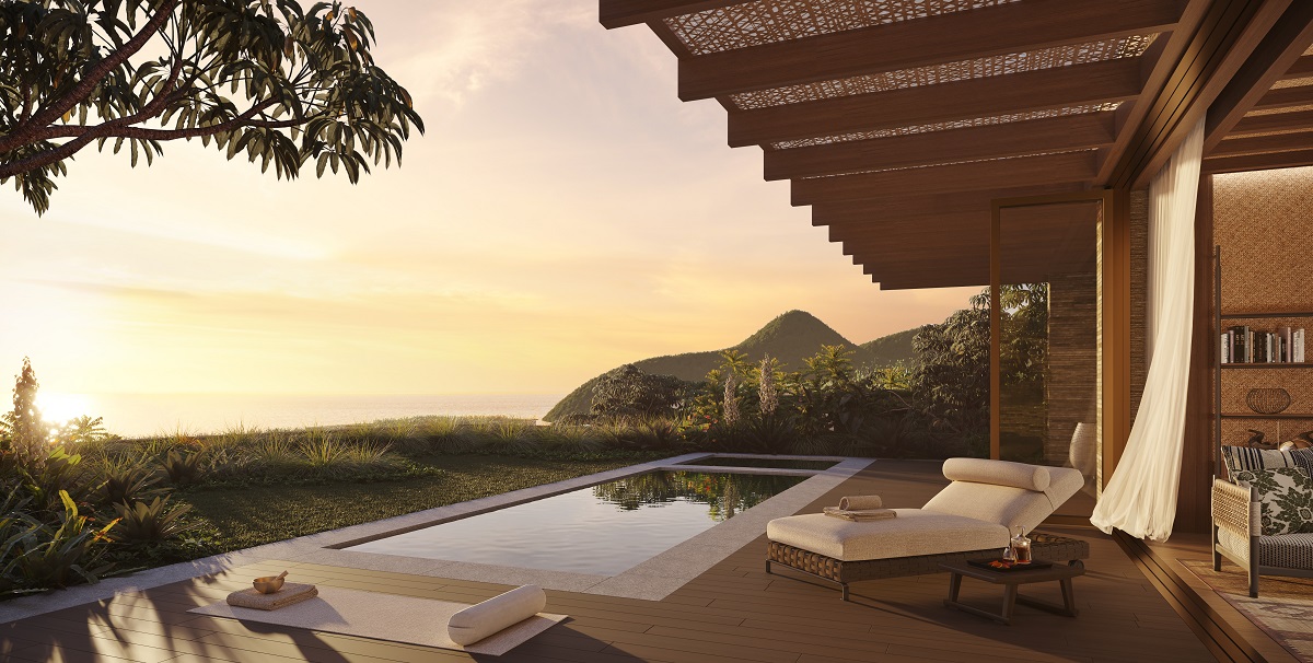 capella kenting suite with private terrace and pool at sunset