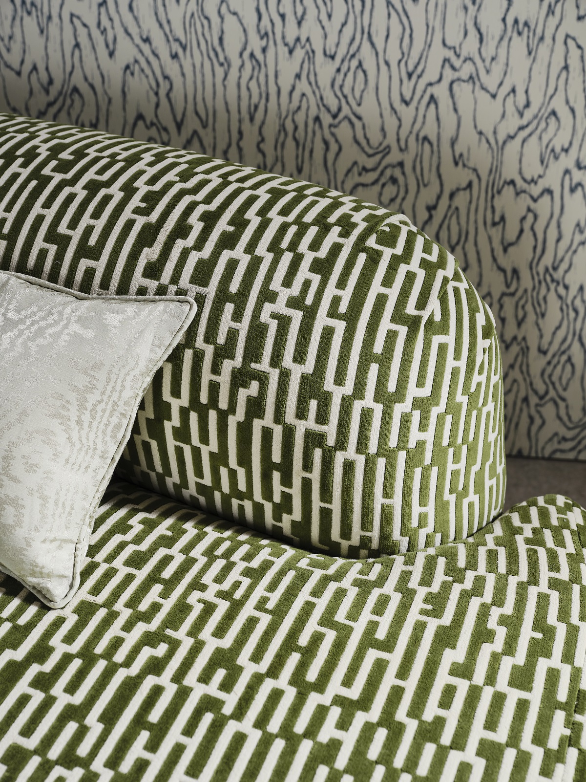 detail of Great Hey fabric design in green