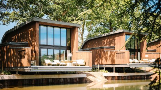 ‘The Reeds’ lakeside lodges set within the 93-acre estate grounds of South Lodge