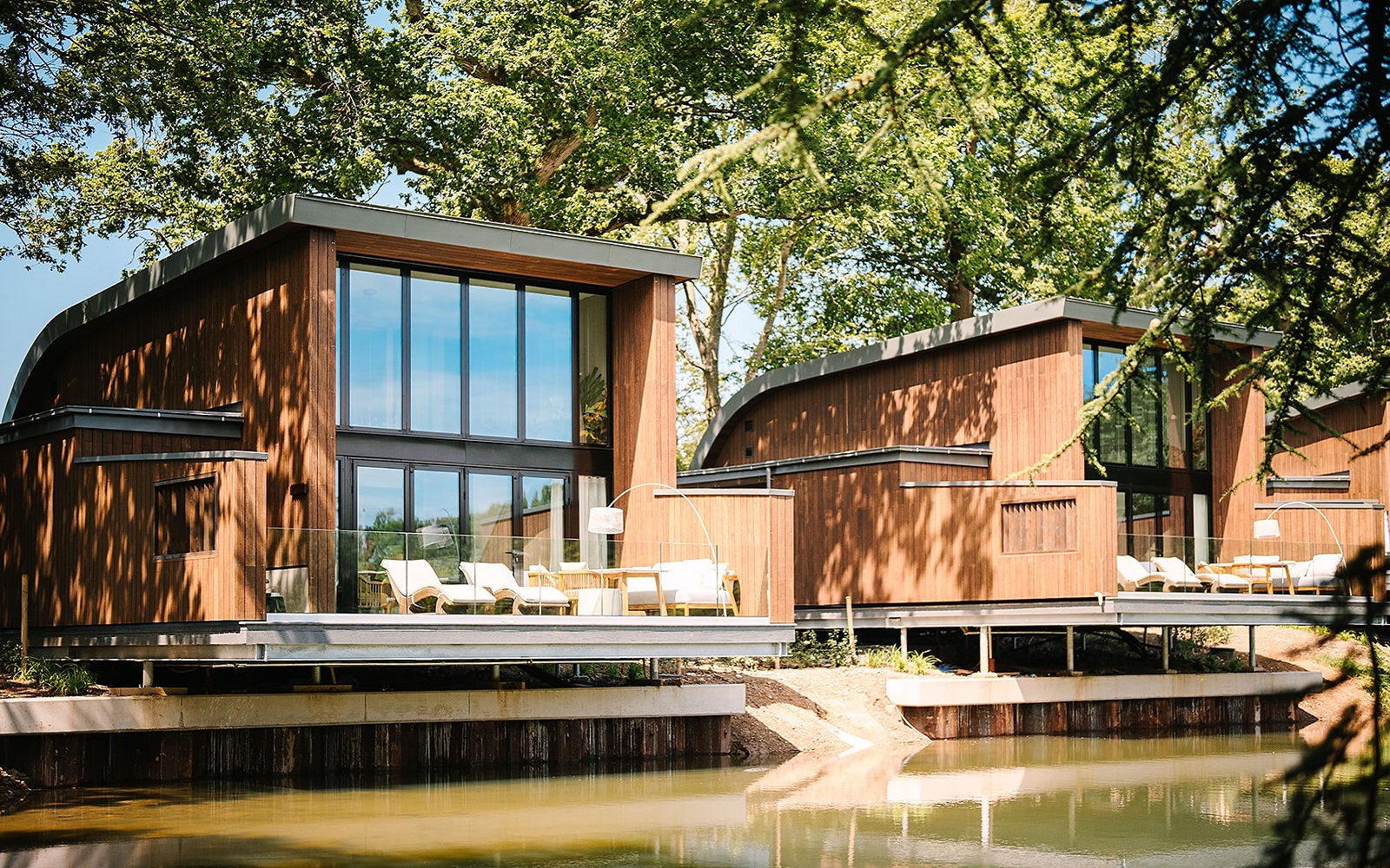 ‘The Reeds’ lakeside lodges set within the 93-acre estate grounds of South Lodge