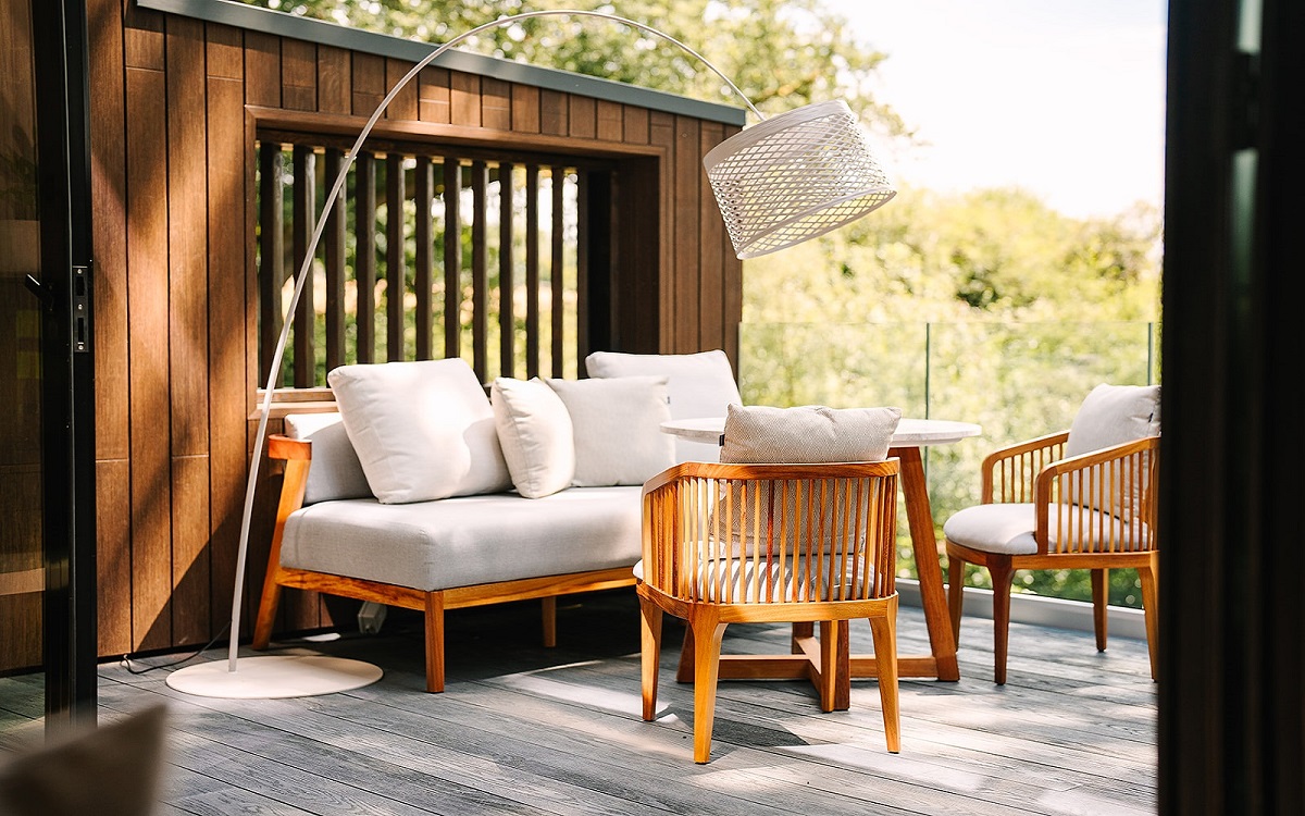 wooden deck over the lake at The Reeds