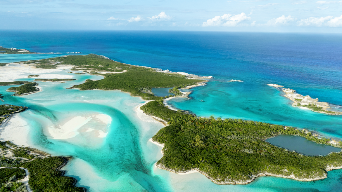 rosewood exuma aerial island view