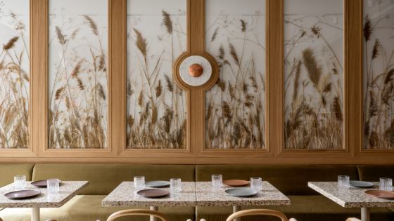 Courtyard by Marriott Hotel in Yerevan wall feature with dried grass framed in wood