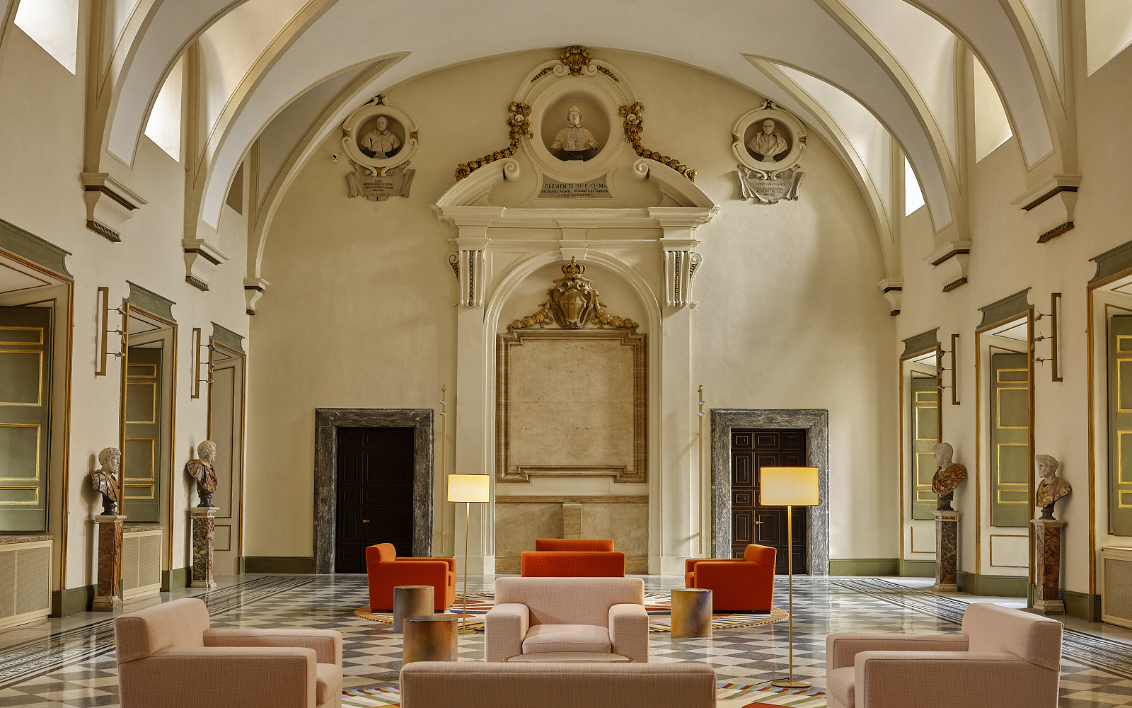 Italian renaissance restored hotel lobby in the Palazzo Talìa