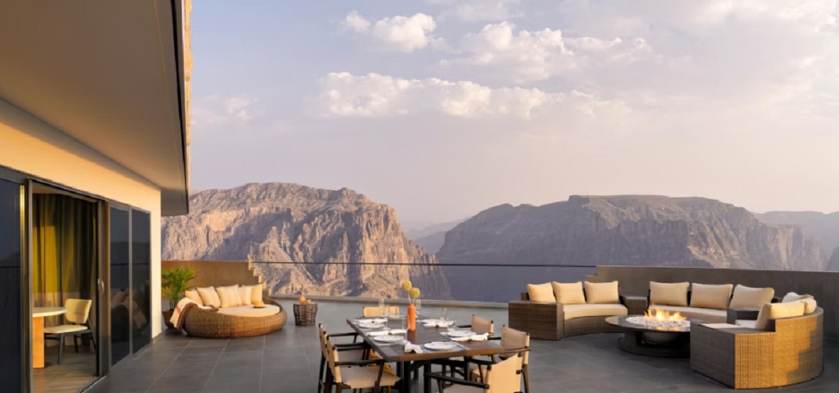 The mountain views over Jabal Akhdar in Oman from the Royal Suite's huge terrace