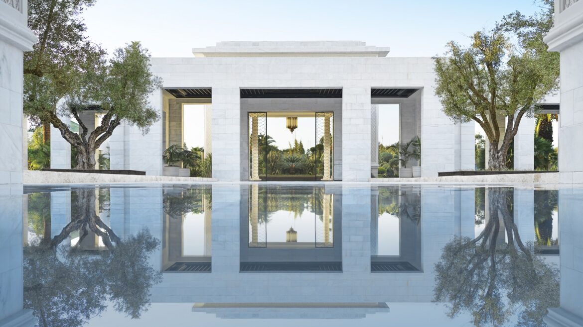 porte cochere and arched entrance to the Ritz Carlton Rabat Morocco