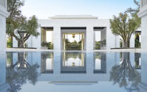 porte cochere and arched entrance to the Ritz Carlton Rabat Morocco