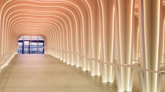 render of statement arched entrance ramp at SLS Barcelona