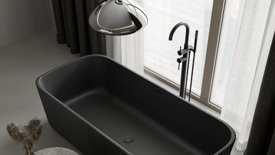 aerial view freestanding black bath from nosa