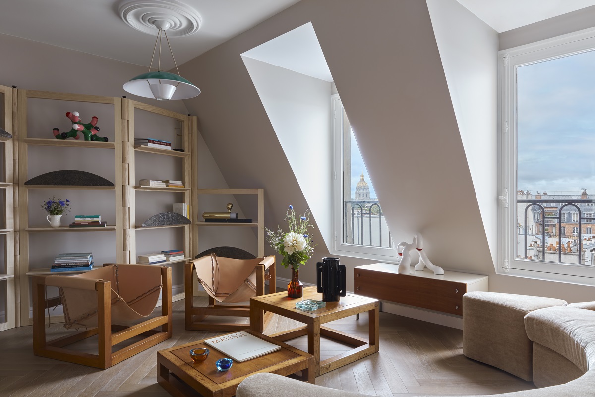 loft windows over Paris in La Suite du Collectionneur by Gilbert Kann