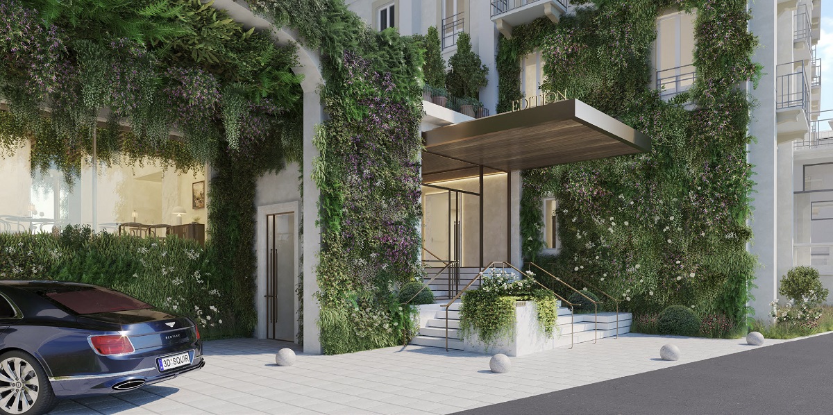 render of entrance to The Lake Como EDITION