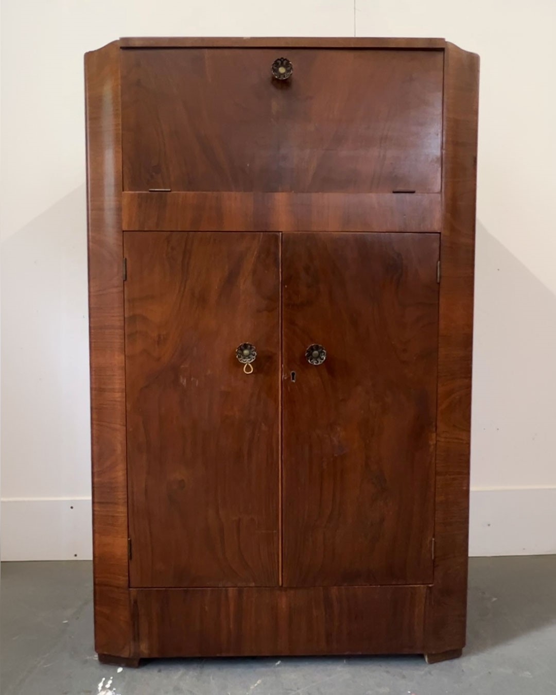 Walnut cocktail cabinet before decoration