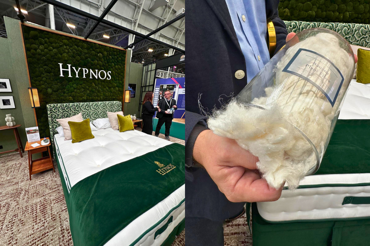 Hypnos Beds IHS stand and banana fibres sample