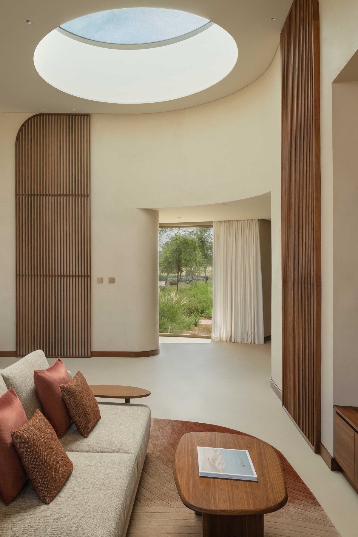 minimalist curves in lounge area of villa Bab Al Shams