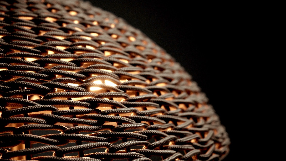 detail of handwoven rope lampshade