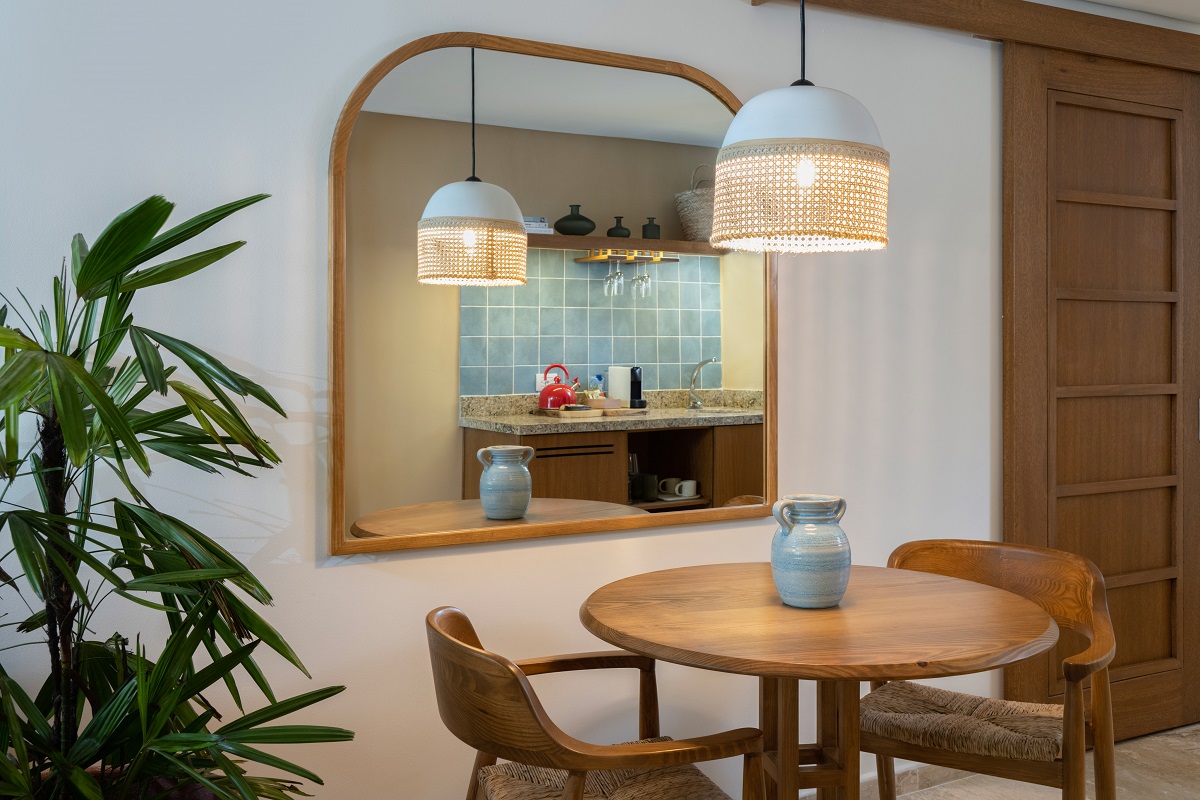 arched mirror and fringed lampshade in Zel Punta Cana