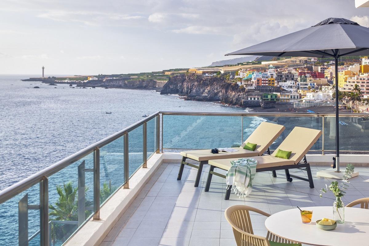 tables and chairs on terrace at Melia La Palma