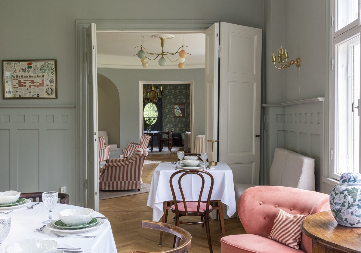 view from dining room into hallway