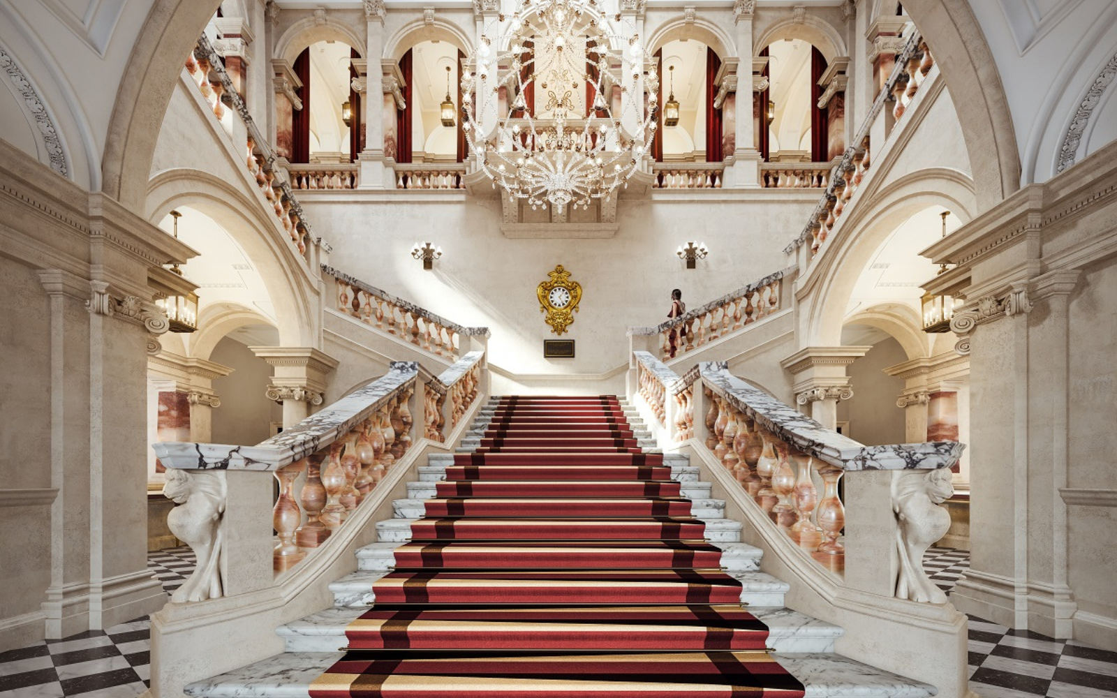 The marble staircase and entranceway in the OWO