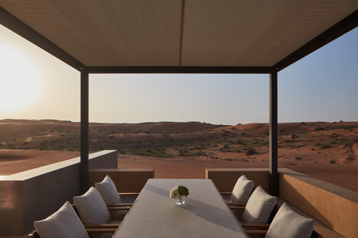 Canopied outside dining area of the Ritz Carlton signature villas