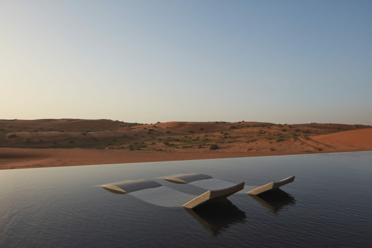 Pool area of Ritz Carlton signature villa in Dubai desert