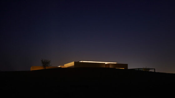 Distant shot of H+A architecture studio's Ritz Carlton desert villa - taken at night