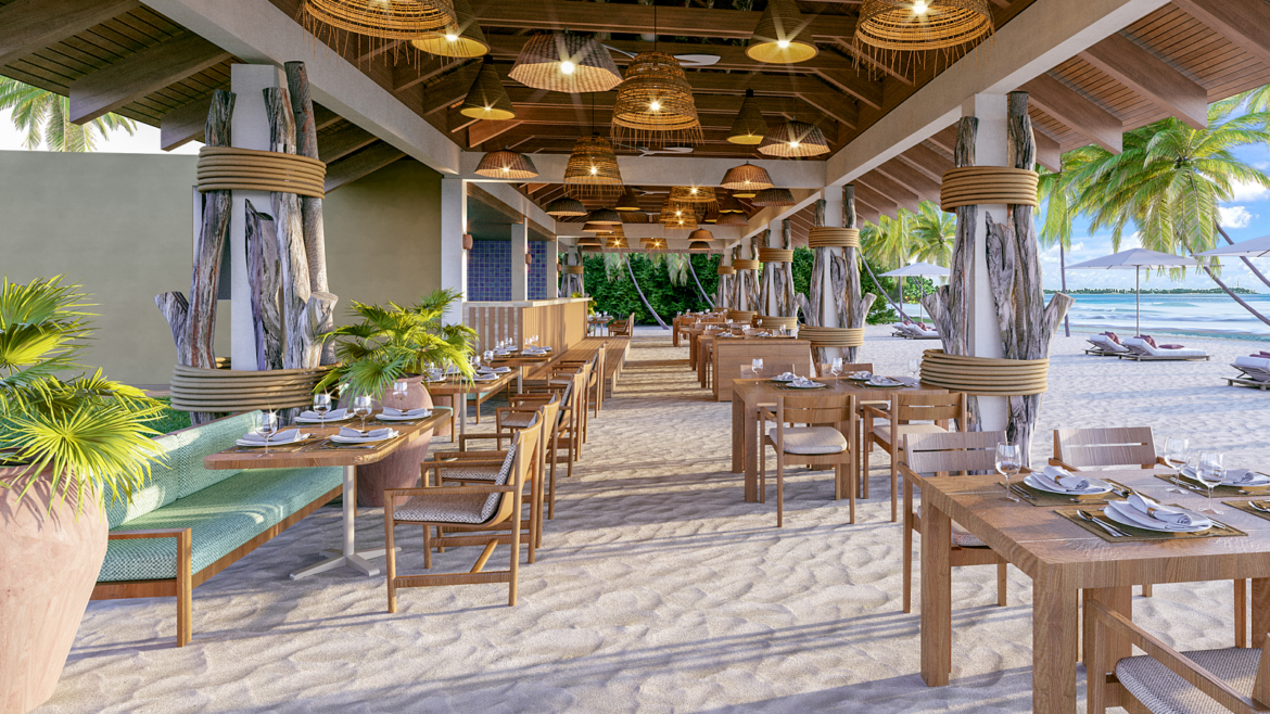 open air restaurant and beach at Zel Punta Cana