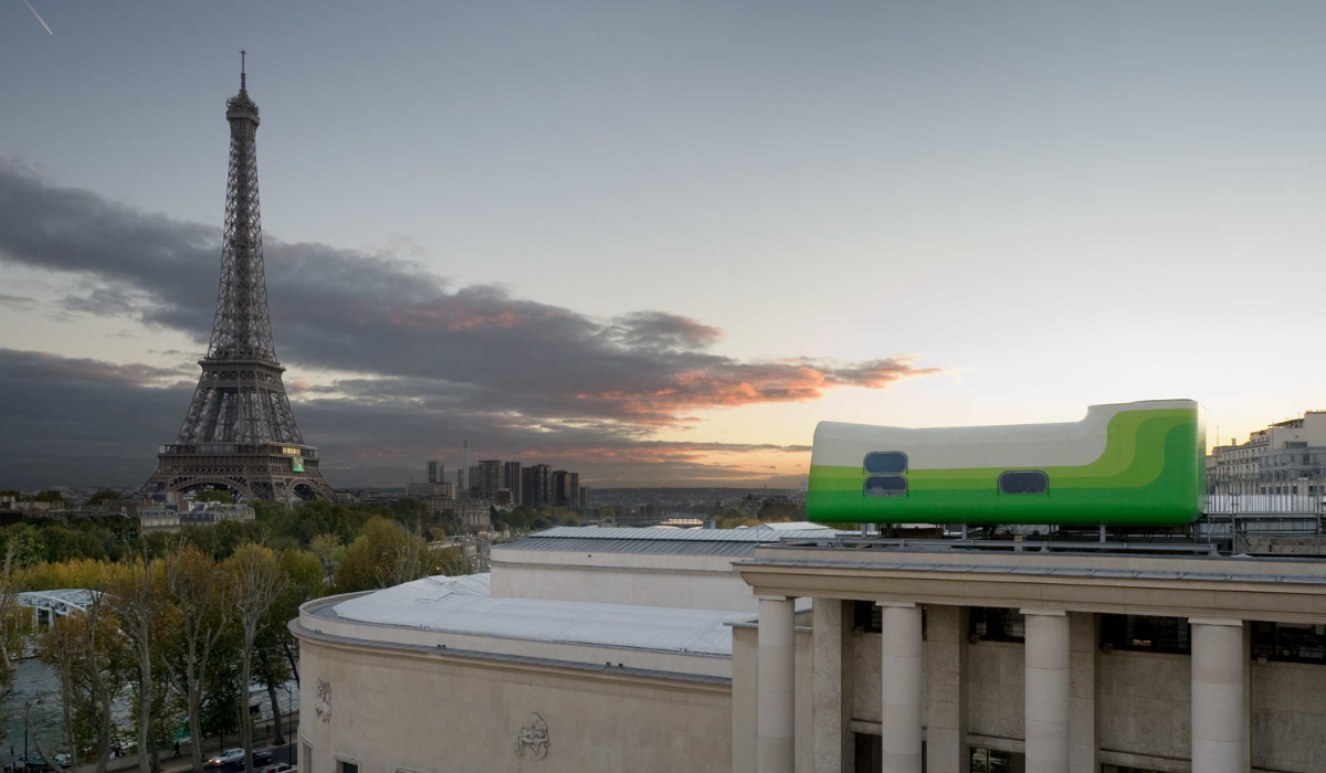 One bedroom hotel unit by Lang and Baufmann, when it was situated on the roof of the Palais de Tokyo in Paris