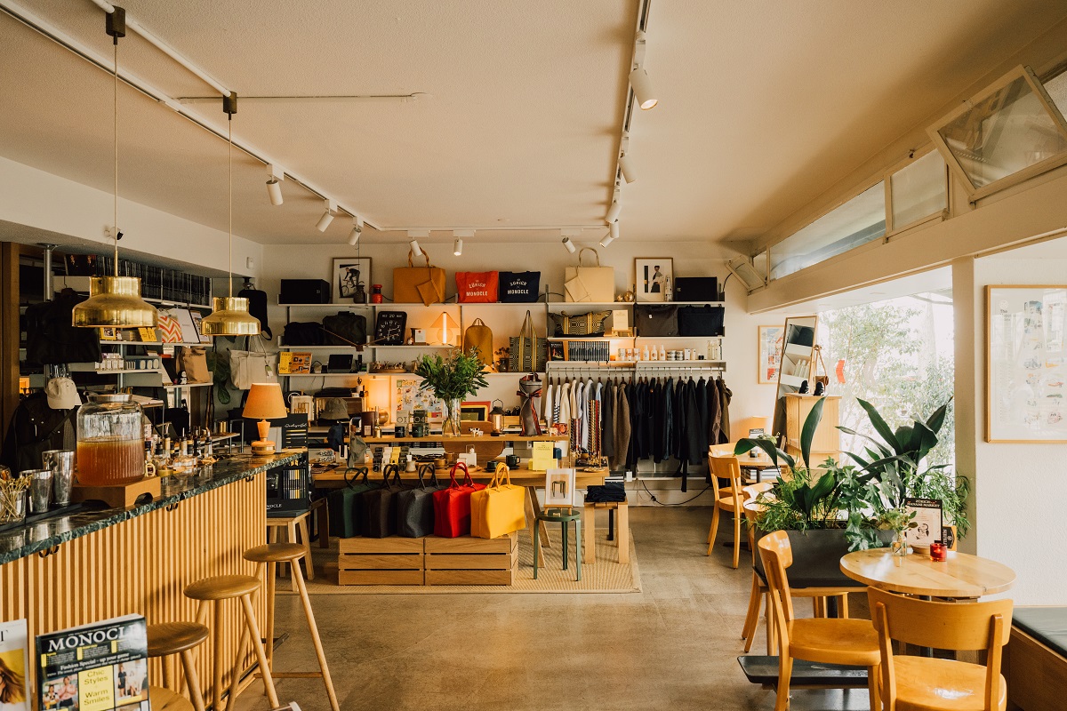 bar, seating and Monocle retail space in OXEN