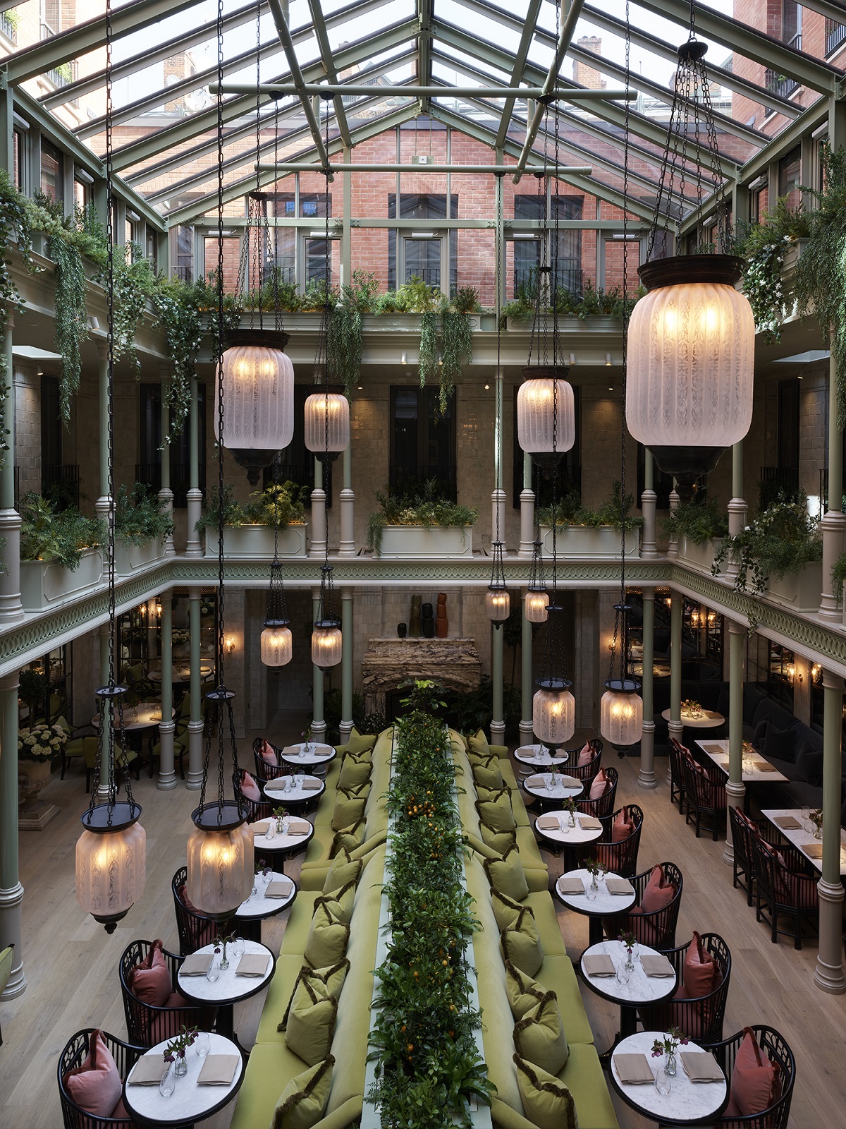 view from above of tables NoMad London restaurant