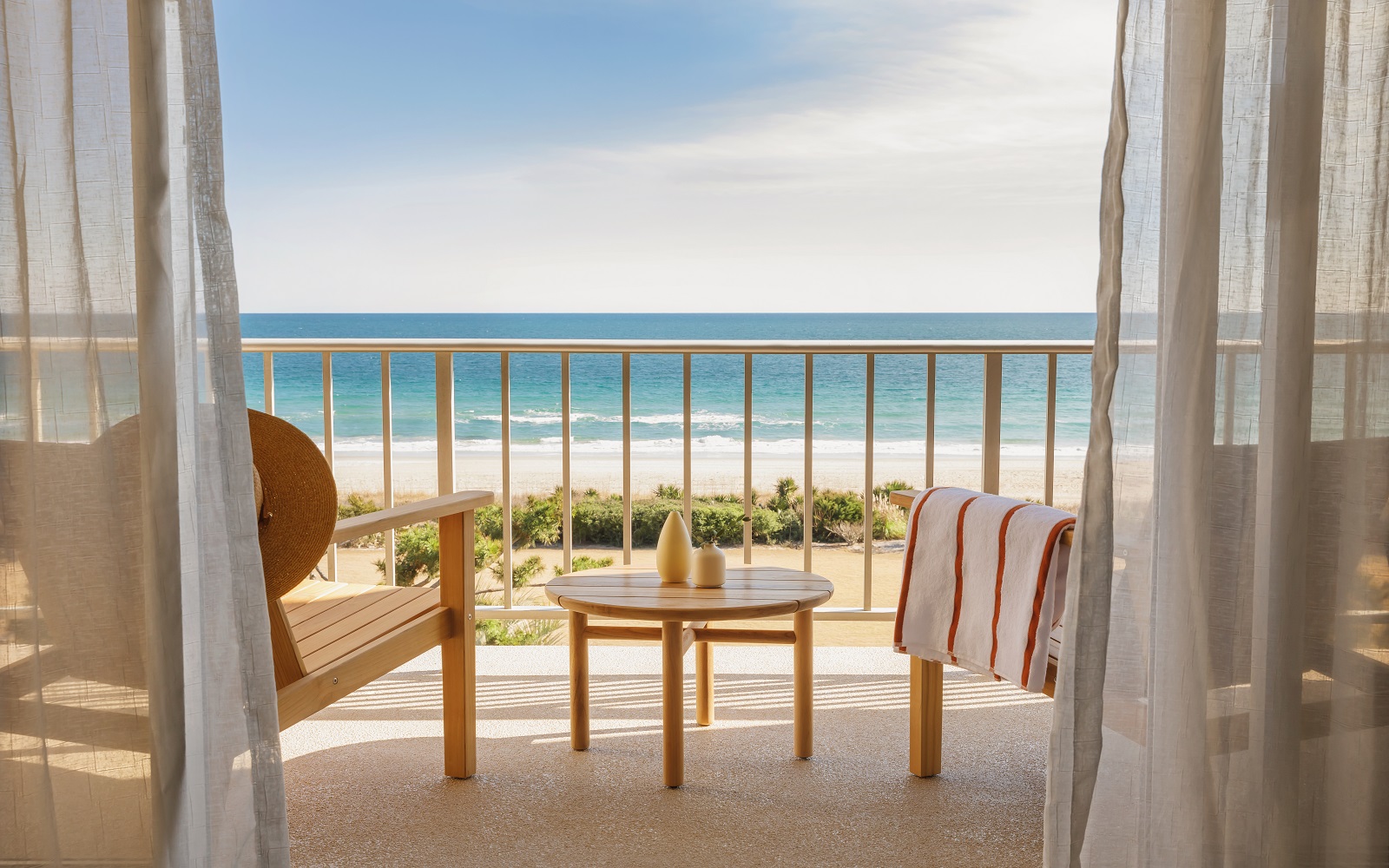 beach view from guestroom balcony at Trailborn Surf & Sound