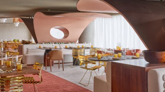 curved pink ceiling and flooring in W São Paulo